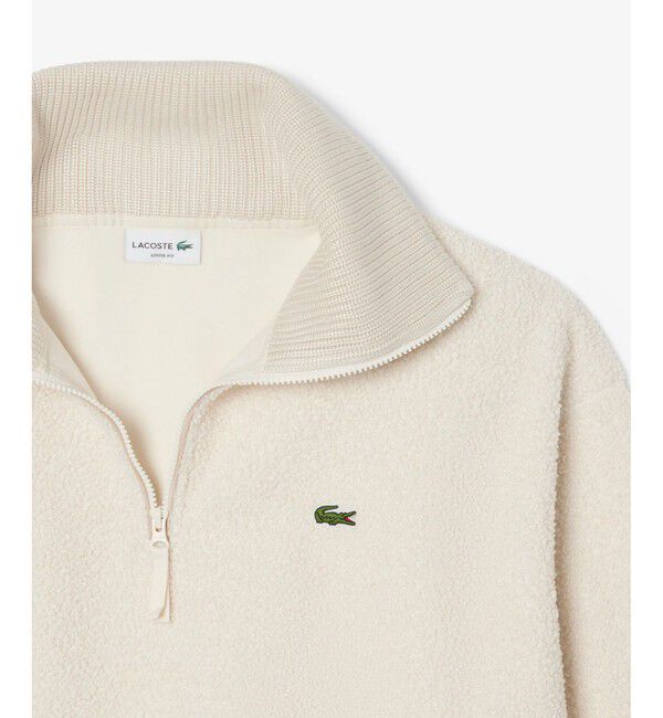 LACOSTE「ハイネックハーフジップ オーバーサイズブークレフリースブルゾン」|ブルゾン・スタジャン|