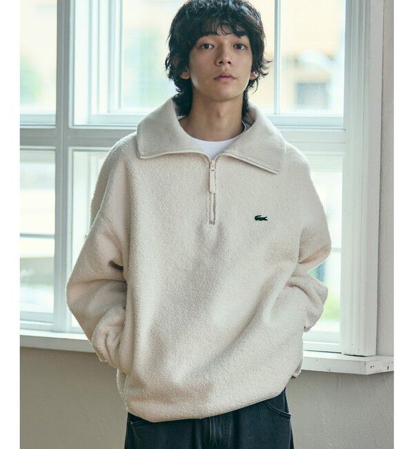 LACOSTE「ハイネックハーフジップ オーバーサイズブークレフリースブルゾン」|ブルゾン・スタジャン|