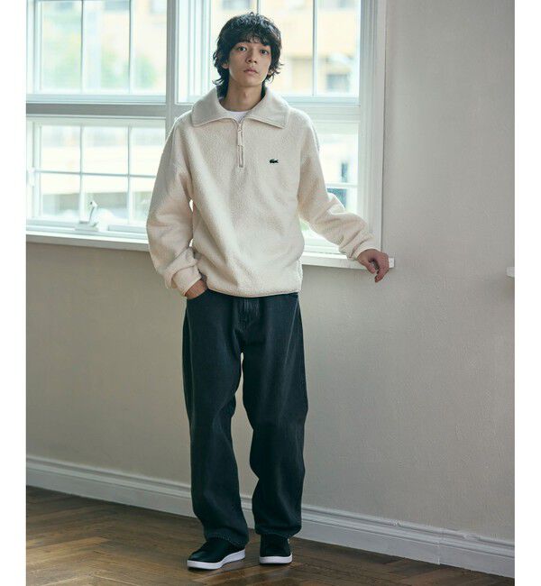 LACOSTE「ハイネックハーフジップ オーバーサイズブークレフリースブルゾン」|ブルゾン・スタジャン|