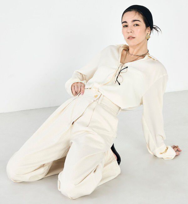 Rie Miller「【RM denim】リネン混ラップワイドパンツ」|その他|