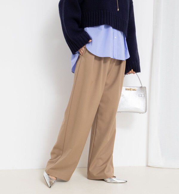 NOLLEY'S sophi「《セットアップ対応》ウォッシャブルウール混ツイルハイウエストワイドパンツ」|その他|キャメル