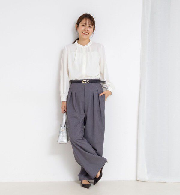 NOLLEY'S sophi「《セットアップ対応》ウォッシャブルウール混ツイルハイウエストワイドパンツ」|その他|