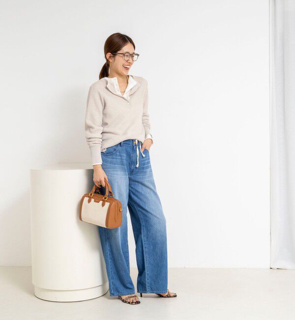 NOLLEY'S「《手洗い可能》ギマポリコットンワッフルヘンリーネックプルオーバー」|ニット・セーター|