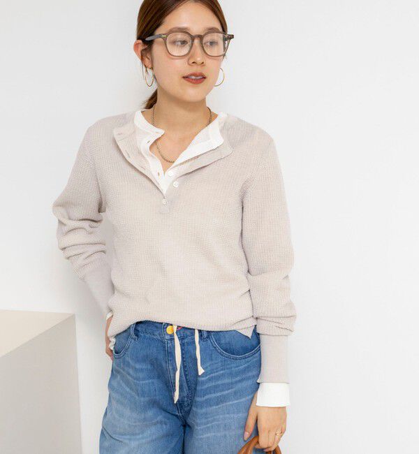 NOLLEY'S「《手洗い可能》ギマポリコットンワッフルヘンリーネックプルオーバー」|ニット・セーター|