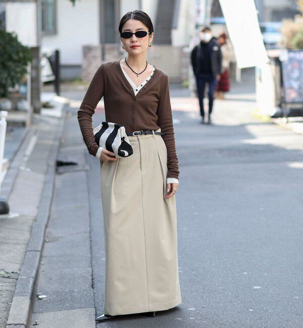 MAQWEL「【MAQWEL/マクウェル】タックロングスカート」|タイト|