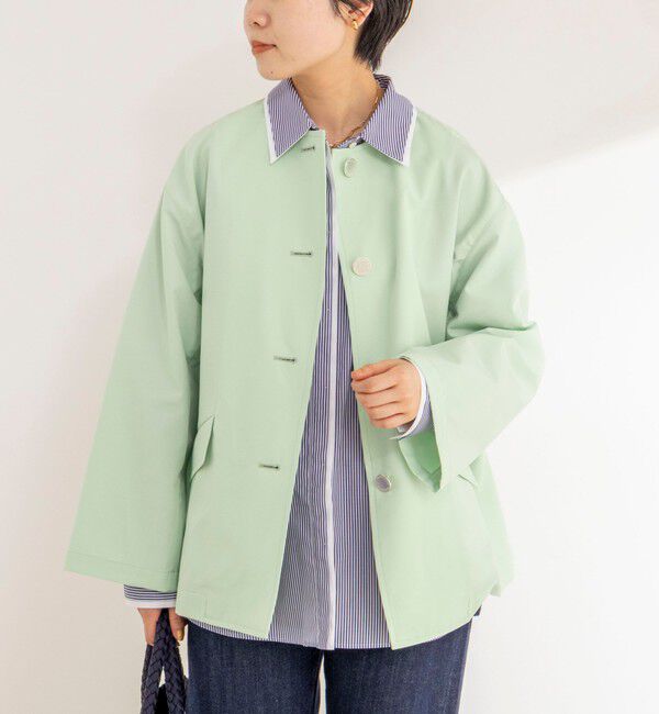 NOLLEY'S「【Traditional WeatherWear】LINTON N/C SHORT」|ノーカラージャケット|ミントグリーン