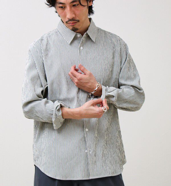 GLOSTER「【清涼感のある表情】ストライプレギュラーカラーシャツ」|シャツ・ブラウス|