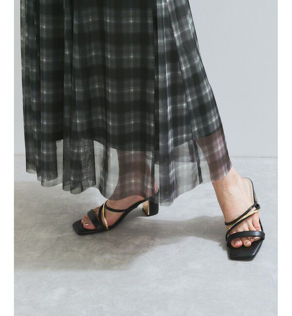 VIS「【洗える】チュールプリントチェックスカート」|スカート|