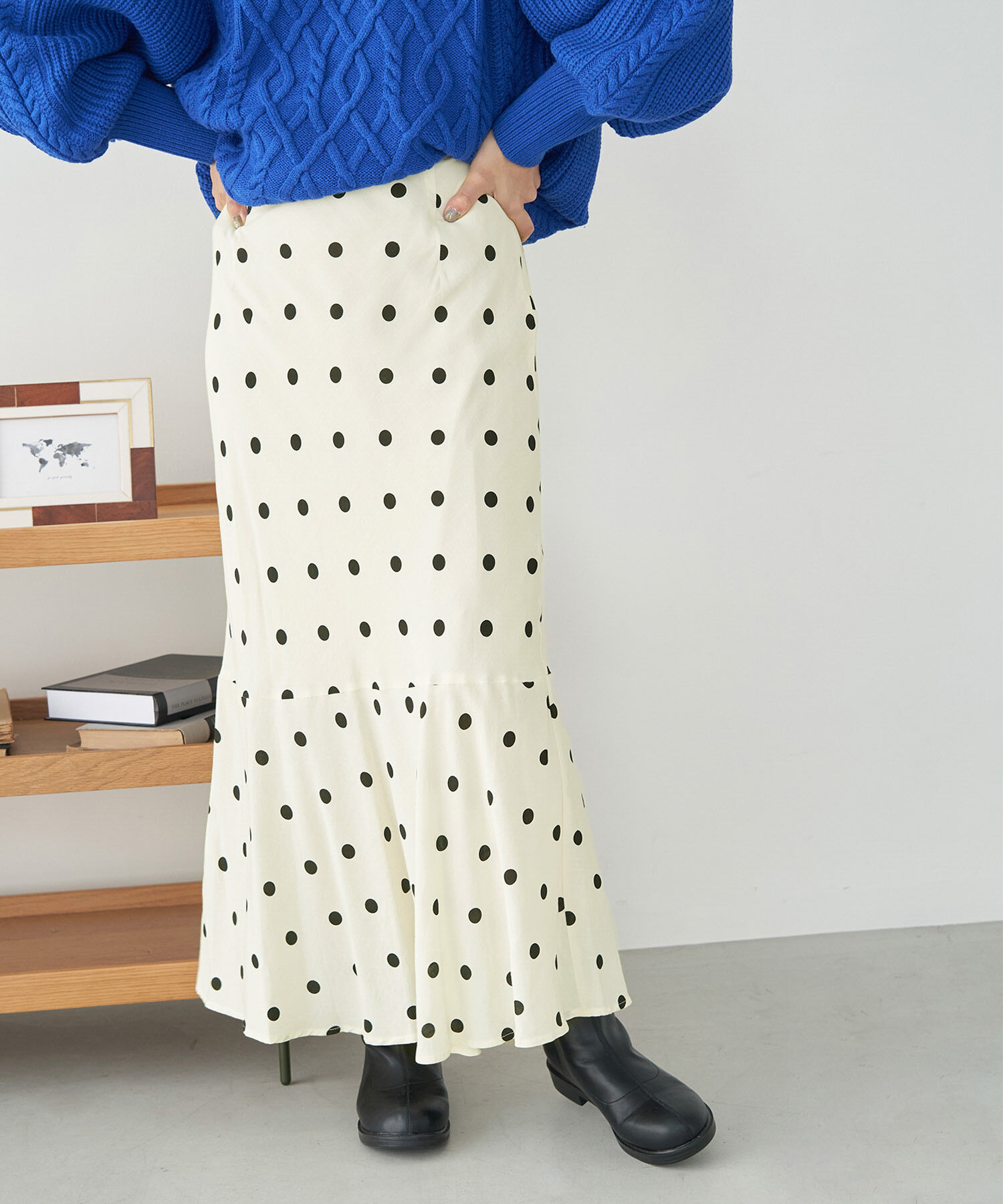 Rope&rsquo;Picnic「ドット/花柄麻混マーメイドスカート」|スカート|