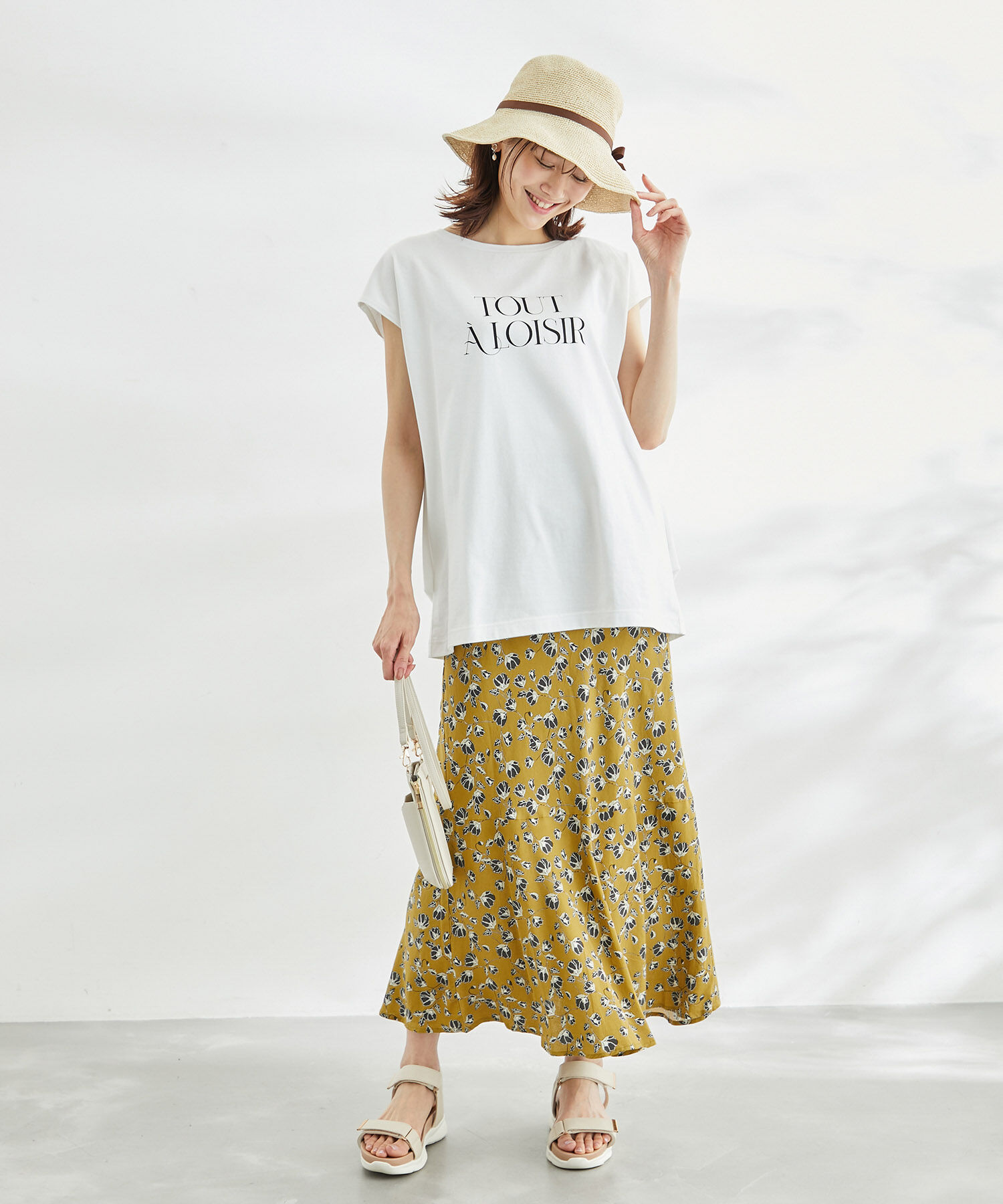 Rope&rsquo;Picnic「ドット/花柄麻混マーメイドスカート」|スカート|