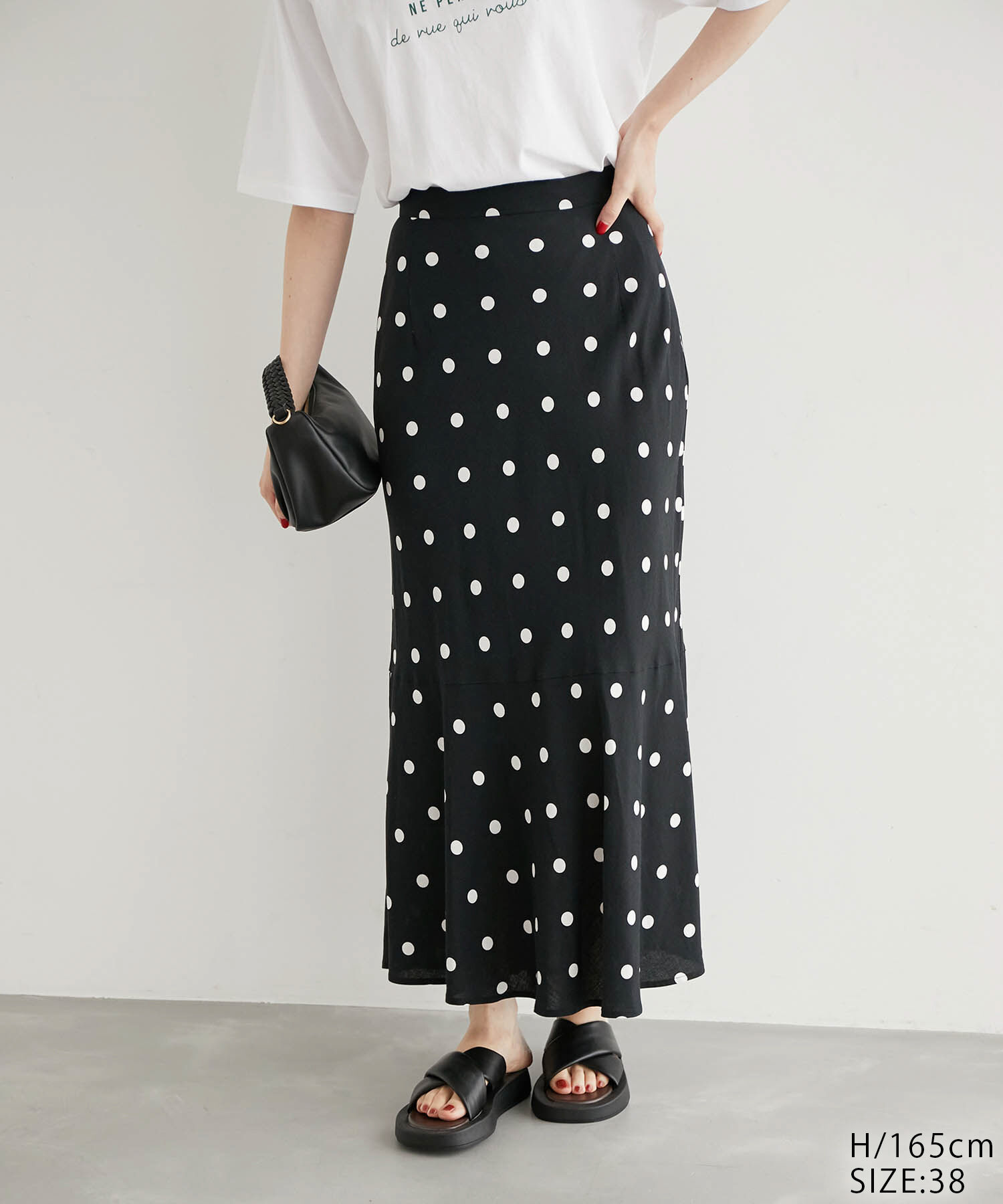 Rope&rsquo;Picnic「ドット/花柄麻混マーメイドスカート」|スカート|