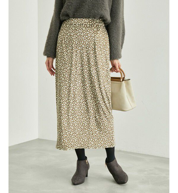 Rope&rsquo;Picnic「リンクコーデ/花柄ベロアアイラインスカート」|スカート|カーキー(36)