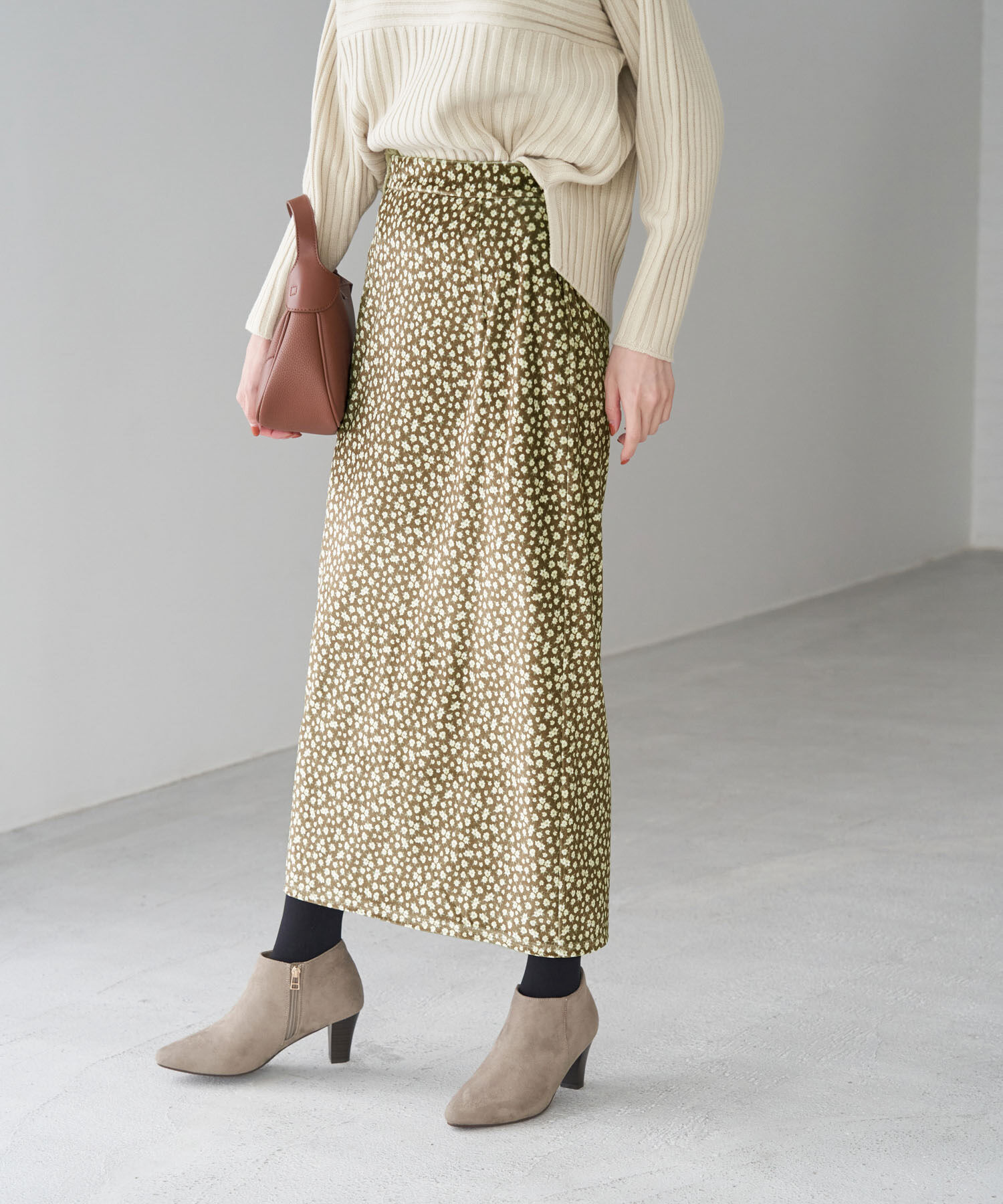 Rope&rsquo;Picnic「リンクコーデ/花柄ベロアアイラインスカート」|スカート|