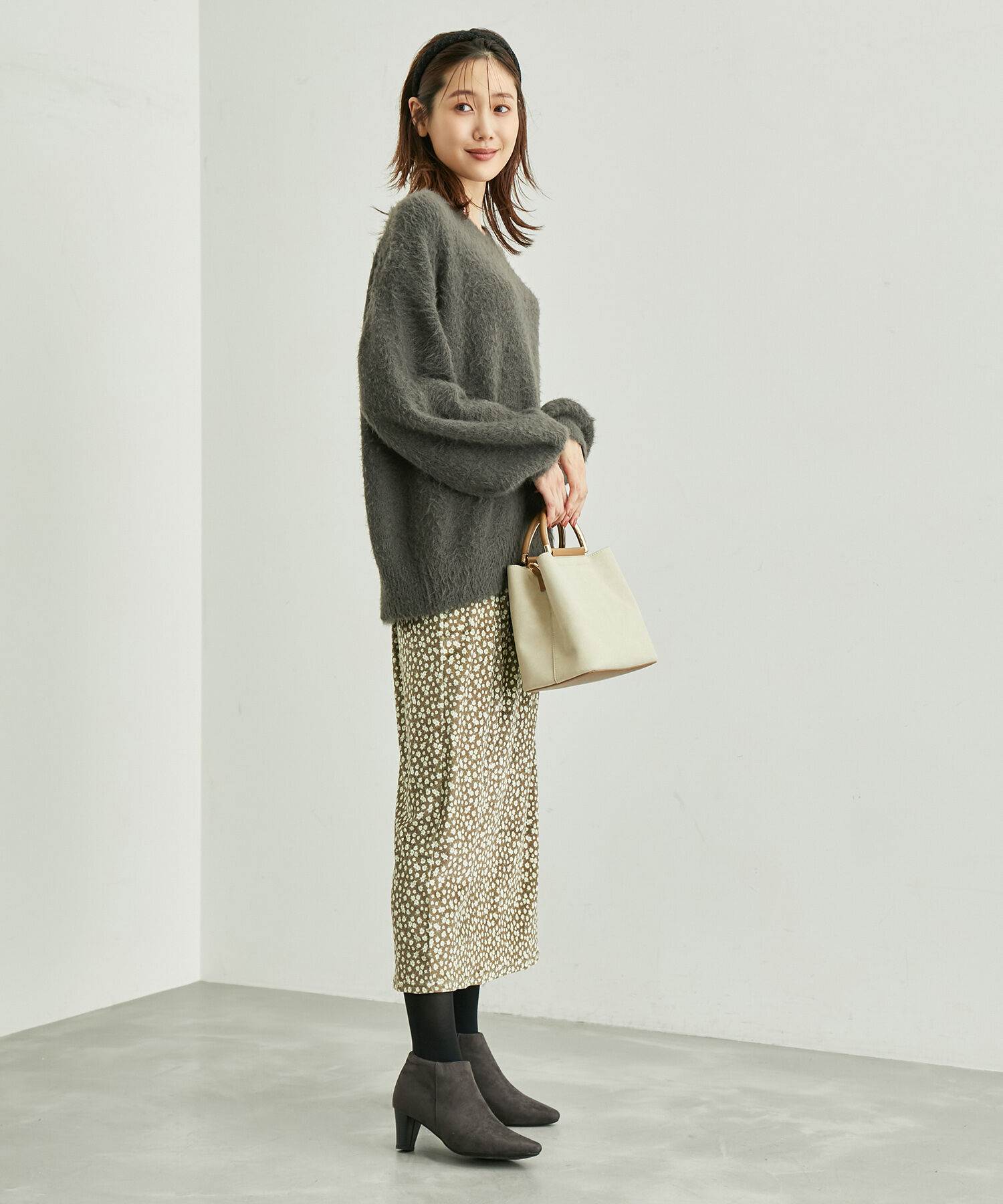 Rope&rsquo;Picnic「リンクコーデ/花柄ベロアアイラインスカート」|スカート|