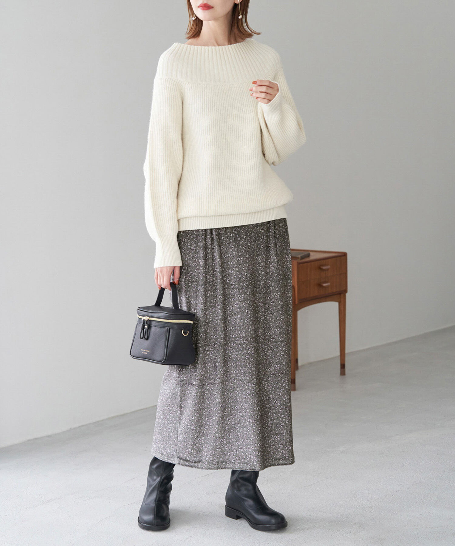 Rope&rsquo;Picnic「リンクコーデ/花柄ベロアアイラインスカート」|スカート|