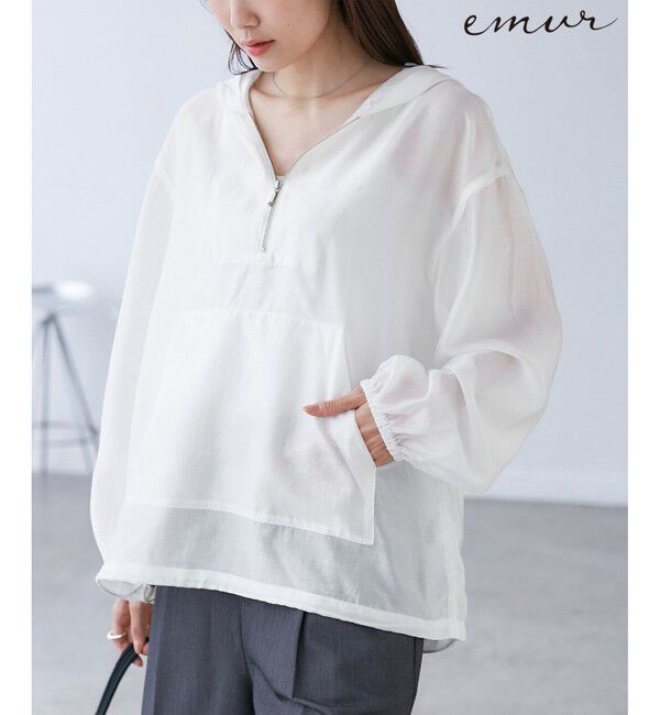 Rope&rsquo;Picnic「【emur/エミュール】エアリーローンアノラックパーカー」|ブルゾン・スタジャン|オフホワイト(15)