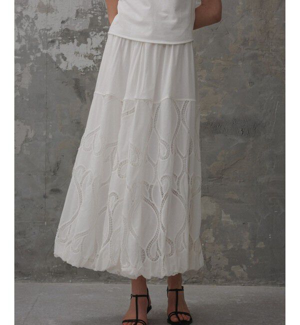 ADAM ET ROPE'「【EMOELLE】エンブロイダリーレーススカート」|スカート|シロメイン