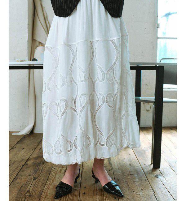ADAM ET ROPE'「【EMOELLE】エンブロイダリーレーススカート」|スカート|