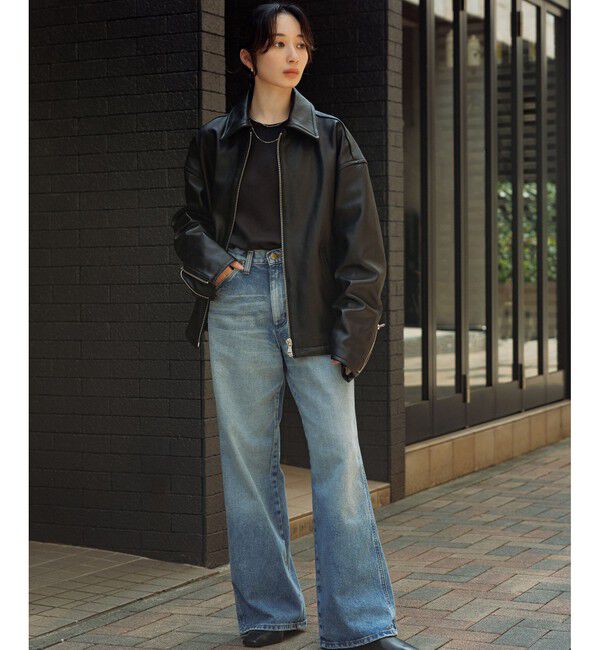 ADAM ET ROPE'「ラムレザー ジップアップ ブルゾン」|ブルゾン・スタジャン|