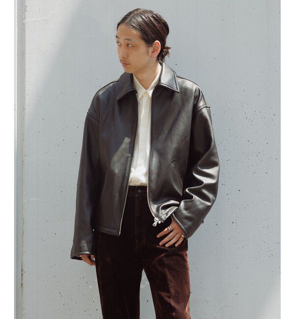 ADAM ET ROPE'「ラムレザー ジップアップ ブルゾン」|ブルゾン・スタジャン|