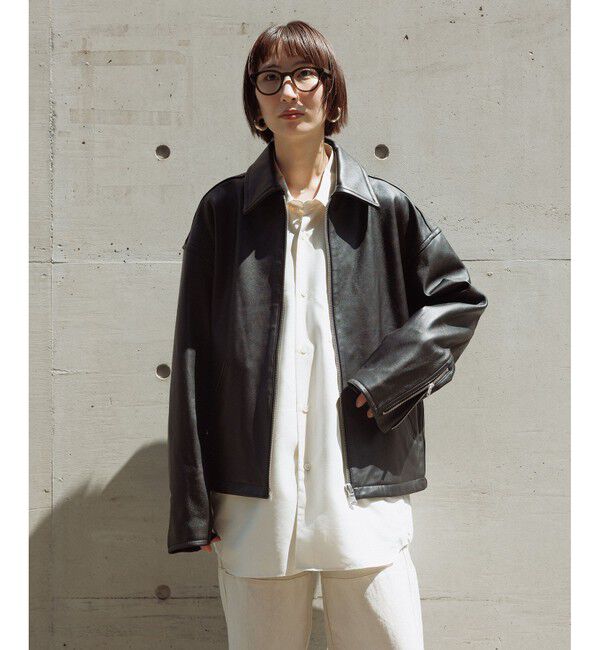 ADAM ET ROPE'「ラムレザー ジップアップ ブルゾン」|ブルゾン・スタジャン|