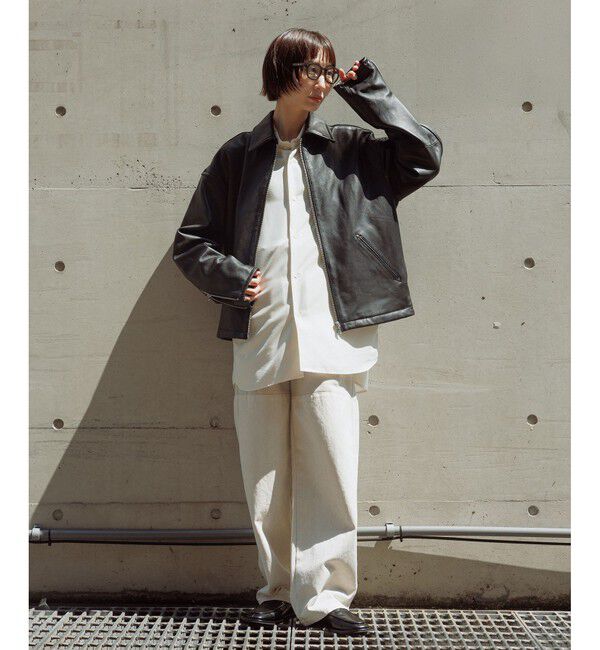 ADAM ET ROPE'「ラムレザー ジップアップ ブルゾン」|ブルゾン・スタジャン|