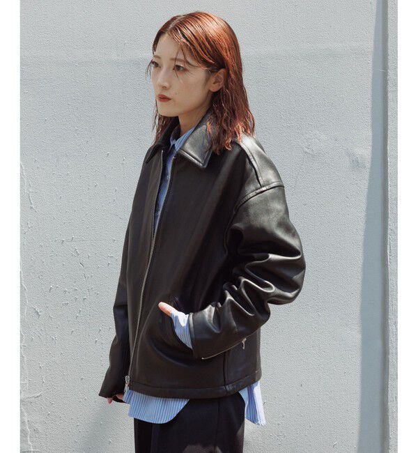 ADAM ET ROPE'「ラムレザー ジップアップ ブルゾン」|ブルゾン・スタジャン|
