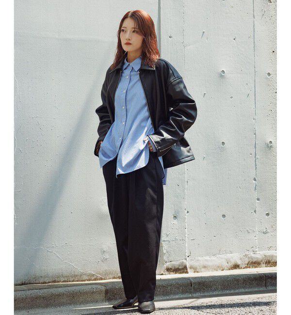 ADAM ET ROPE'「ラムレザー ジップアップ ブルゾン」|ブルゾン・スタジャン|