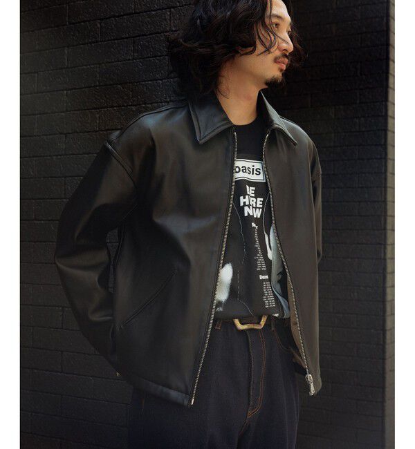 ADAM ET ROPE'「ラムレザー ジップアップ ブルゾン」|ブルゾン・スタジャン|