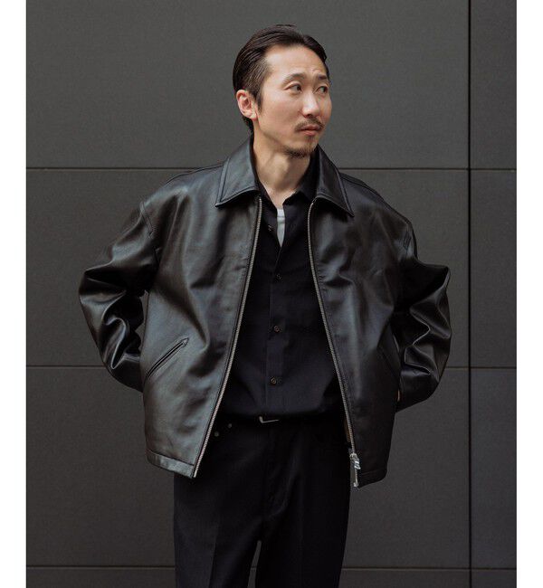 ADAM ET ROPE'「ラムレザー ジップアップ ブルゾン」|ブルゾン・スタジャン|