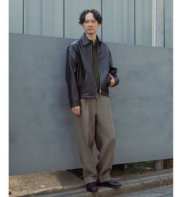 ADAM ET ROPE'「ラムレザー ジップアップ ブルゾン」|ブルゾン・スタジャン|