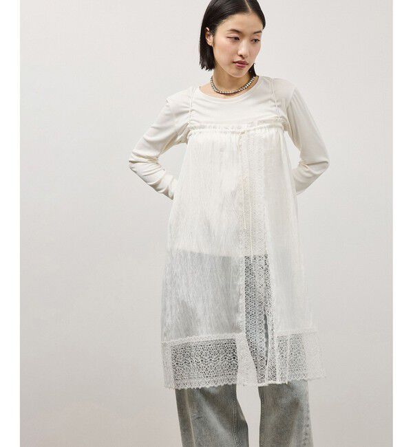 ADAM ET ROPE'「【サステナブル】レースワンピーススカート」|スカート|