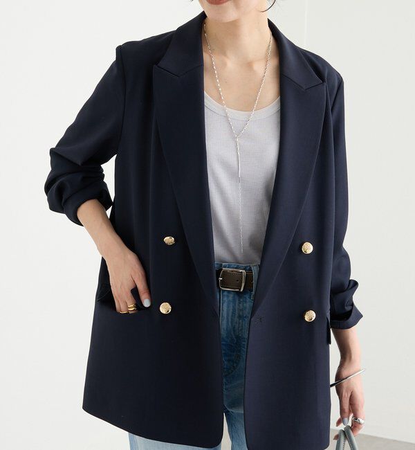  「【オンオフ使える】ドライギャバピークドラペルジャケット」|テーラードジャケット|