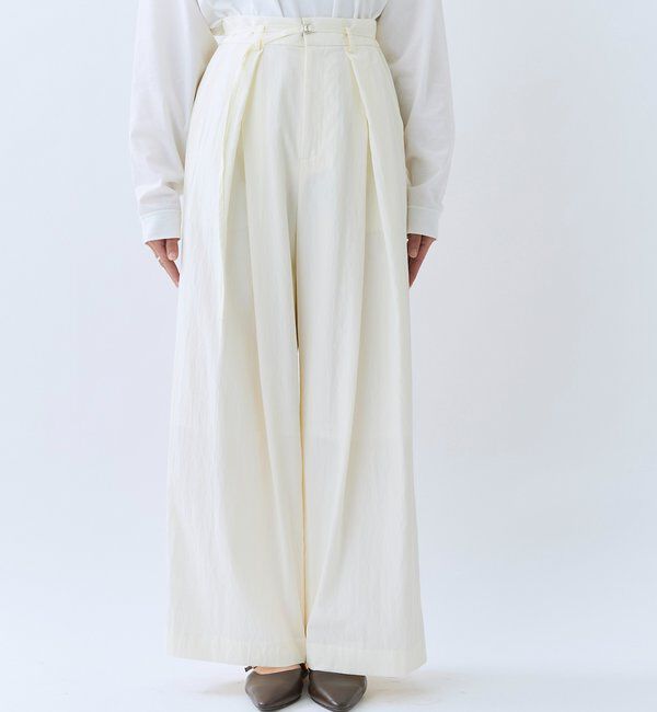  「【美シルエット】クロスタックワイドパンツ」|チノ|