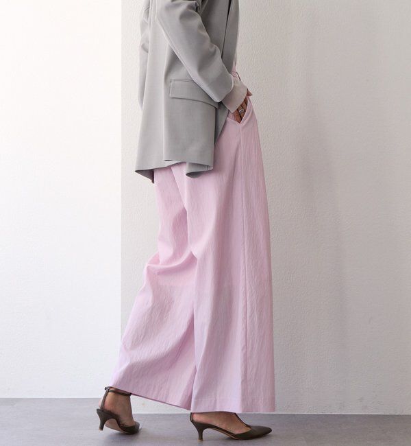  「【美シルエット】クロスタックワイドパンツ」|チノ|