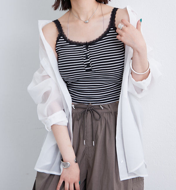  「パット付きボーダーキャミ」|キャミソール|