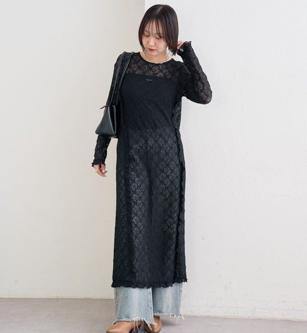  「カットレース切替ワンピース」|ワンピース|