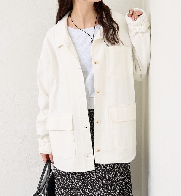  「裾レースツイルジャケット」|ブルゾン・スタジャン|