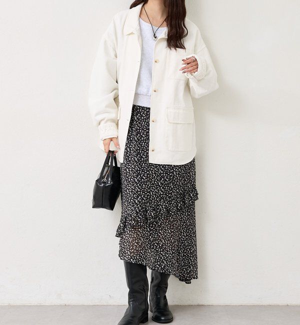  「裾レースツイルジャケット」|ブルゾン・スタジャン|