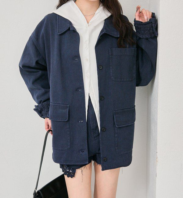  「裾レースツイルジャケット」|ブルゾン・スタジャン|