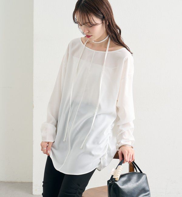  「サイドギャザーＴブラウス」|シャツ・ブラウス|