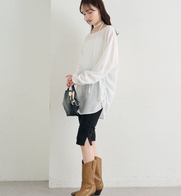  「サイドギャザーＴブラウス」|シャツ・ブラウス|