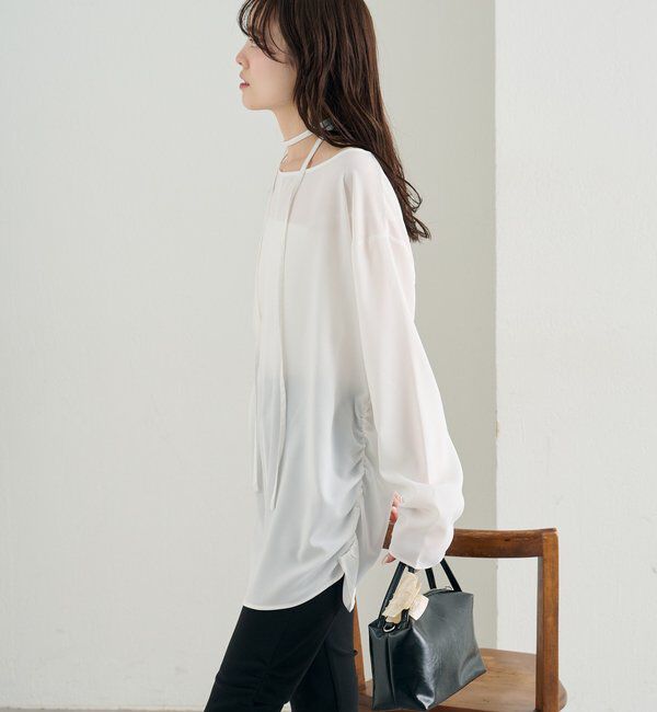  「サイドギャザーＴブラウス」|シャツ・ブラウス|
