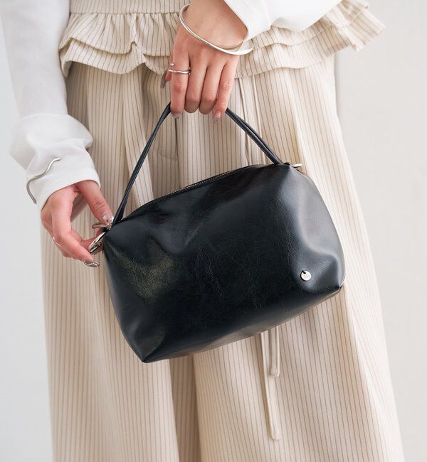  「チャーム付きダブルハンドルミニＢＡＧ」|トートバッグ|ブラック