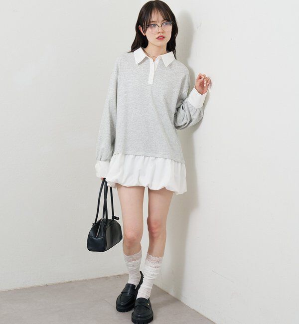  「バルーン切り替えミニワンピース」|ワンピース|