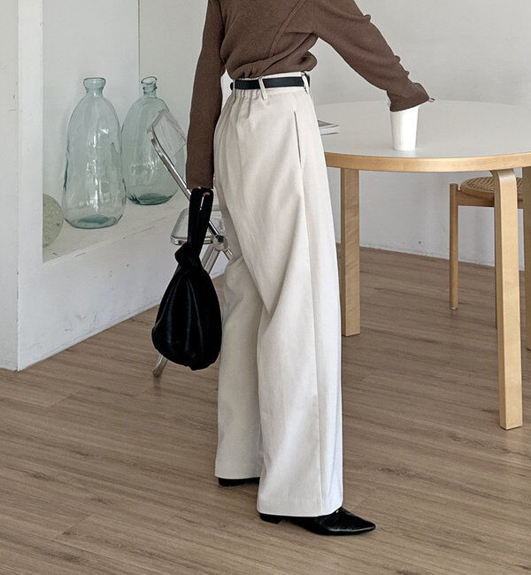  「【累計2万本突破！】【低身長・高身長サイズあり】2タックワイドパンツ」|チノ|