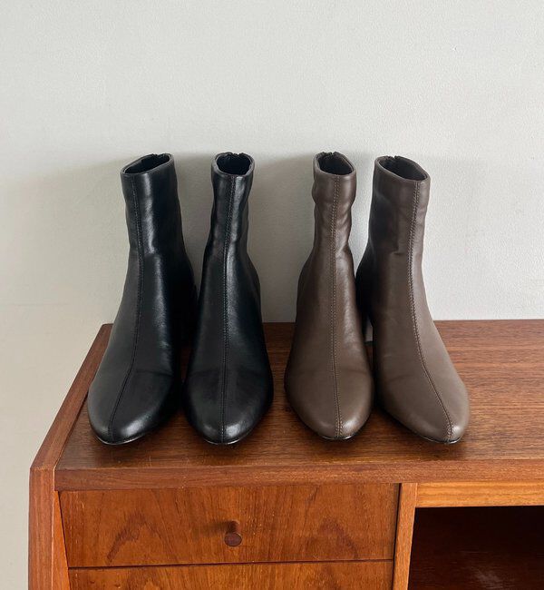  「スクエアヒールショートブーツ」|ショートブーツ|