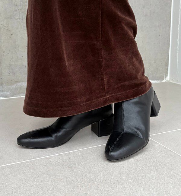  「スクエアヒールショートブーツ」|ショートブーツ|