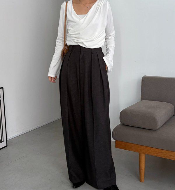  「ドレープアシメネックTシャツ」|Tシャツ・カットソー|