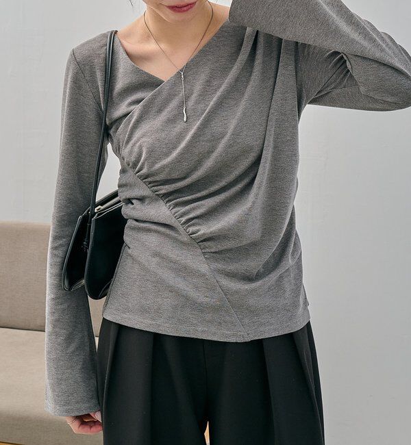 「ドレープアシメネックTシャツ」|Tシャツ・カットソー|